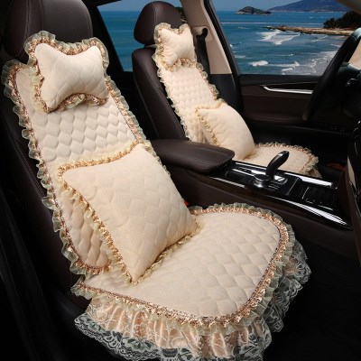 Lace Car Cushion All Season Universal Without Backrest Three Sets Small Car Cushion Summer O Seat Cover Lady Lace Holders