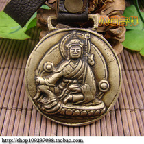 NEPAL HANDMADE BRASS LOTUS Master BUDDHA AMULET LISTING ROUND DIAMETER 48MM