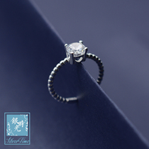 Silver time S925 silver ring diamond crystal Zircon ring fashion temperament opening adjustable tail ring female