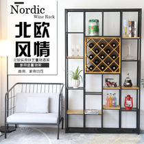 Promotion Nordic solid wood furniture shelf Creative screen wrought iron partition Industrial wind study floor display rack