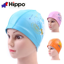 Treasure Hippo childrens swimming cap waterproof ear protection PU cap childrens coating cartoon swimming cap cute