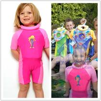 BONZ Childrens sunscreen floating suit UV swimsuit Girls pink one-piece floating suit Snorkeling suit