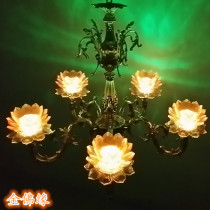 Buddha supplies five-product LED colorful Crystal Lotus chandelier long light for Buddha lamp Buddha lamp Temple lamp