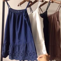 Cotton Hemp Summer Dress New Korean Version Loose big code Female dress Lace Lace splicing harness 100 hitch bottom blouses pregnant woman