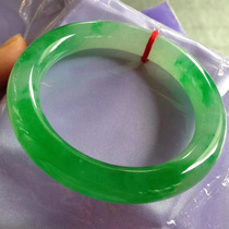 Myanmar jade bracelet jade bracelet female Old Pit Ice type natural round strip Sun Green floating flower high-grade jade