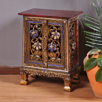 Thai crafts solid wood bedside table Thai Hotel Club spa decoration storage bedside table Southeast Asian cabinet