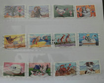 French Letter Sales Stamps 2014 Holiday Cartoon Goat Fish Cat Dog 12 All