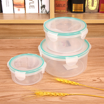 Round sealed fresh-keeping box three-piece set of four-sided buckle compact box small with vegetables Lunch Box storage can printing LOGO