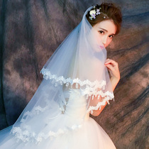 Bride head yarn headdress Super fairy series retro short wedding dress white new lace wedding Net red photo tour