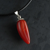 Water jade ice soul natural south red Agate red pepper small red pepper pendant necklace pendant red fire