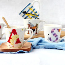 Japanese creative cute ceramic porcelain tableware cup Water cup Mug Milk cup Coffee cup Letter cup