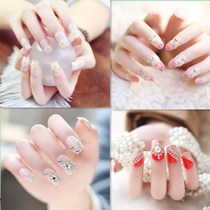 Glue-backed quick manicure bride detachable fake nail wear nail wear nail patch with diamond buckle