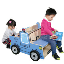 Police car seat bookcase does not move childrens multifunctional solid wood cartoon animal shape bookcase hanging wall bookshelf