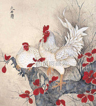 Gongbi painting white sketch background Gongbi chicken white sketch Landscape painting Character painting Flower and bird painting Living room painting homework 118