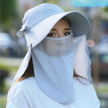 Hat female summer sun hat outdoor cycling face protection big edge beach sun protection sun hat anti ultraviolet mask folding