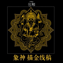 Elephant tracing gold thread manuscript the god of wealth thangka gold Buddha statue