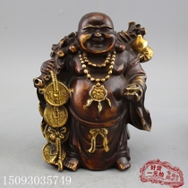 Bronze collection brass feng shui gift bronze gilt gold Bronze Buddha giant belly Buddha laughing Buddha gold bag ingot new product