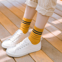 Pile socks cotton two-bar stripe socks Korean version of autumn Academy style Japanese sports Joker stockings children tide