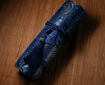 Official flagship Yilong hand-made hand-made pen pen bag pen curtain Blue Fan Phoenix tail 5 1pcs ancient embroidery