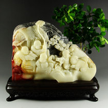 Shoushan stone boutique ornaments carved hibiscus frozen stone gold and stone carving stone carving collection of five dengke