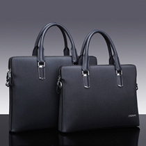 Cowhide file bag Mens handbag Cross-section briefcase Mens business mens bag handbag small mini leisure bag