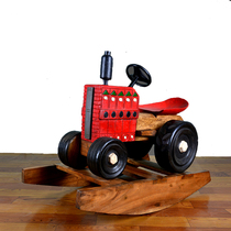 Thailand imported solid wood wood carving tractor rocking chair Childrens car toy Childrens car seesaw wood carving tractor