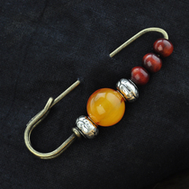 Vintage Original Beeswax Seedlings Silver Transport Beads Sandalwood Buddha Beads Brooch Pins Sweater Accessories Ethnic Unisex