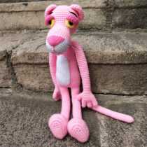 Mango Family Diy Pure Hand Crochet Hook Crochet Powder Red Naughty Leopard Wool wool doll finished product with spot