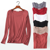 2021 Spring and Autumn New Korean Modal Long Sleeve T-shirt Womens Thin Loose Joker Solid Color base shirt Autumn Clothes