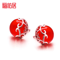 Foyou Residence Ornament Temperament Silver Jewelry Retro Natural Agate Spike Female Earrings Accessories of the year