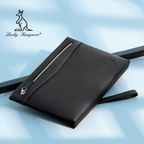 LUCKYKANGAROO MENS LEATHER HANDBAG FIRST layer COWHIDE CLUTCH casual large capacity clutch tide