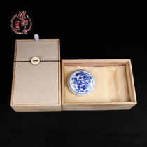 Log linen box set with porcelain box