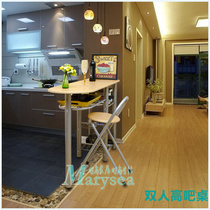 Household bar table and chair double table rectangular small apartment dining table and chair combination simple wall kitchen small table