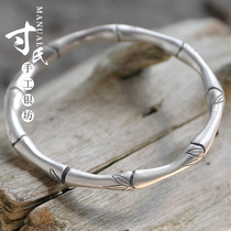 Inch silver Yunnan handmade S999 foot silver snowflake silver bamboo silver bracelet Korean version personality classical sterling silver bracelet