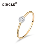 CIRCLE jewelry 9K gold diamond ring simple gold white gold group inlaid simple diamond ring workplace female texture