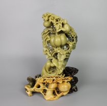  Natural sealed door Qingtian stone carving ornaments Golden pumpkin fruit tens of thousands of vegetables exquisite beauty and pure handicrafts recommended