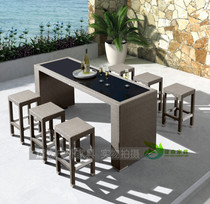 Bar Chair Outdoor Leisure Rattan table and chairs Bar Café Fashion High Foot Bar Chairs Creativity Outdoor Rattan Chair