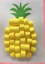 Toddler stickler stereomanually painted pineapple plant flat hanging decoration Kindergarten environment placement handmade
