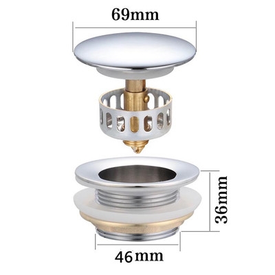 All copper bouncing type with filter basket leather plug type bathtub drain head Shower room Wooden bucket mop pool drain accessories