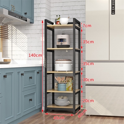 Multi-layer storage shelf kitchen shelf micro Z-Wave oven floor-standing pot clamping rack multi-function dishes storage