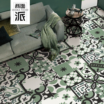 Nordic tiles 300x300 green tiles Bathroom balcony anti-slip floor tiles Flower pieces Kitchen matte parquet wall