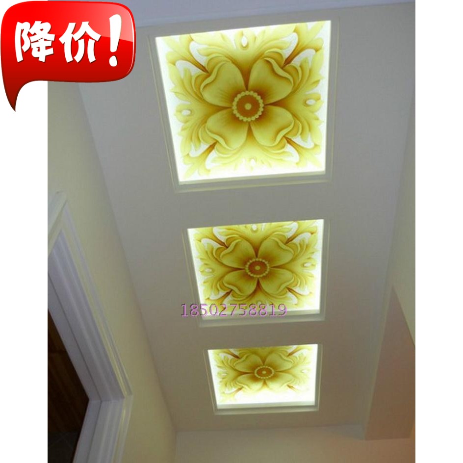 New partition entrance screen ceiling ceiling Art glass background wall Corridor European lampshade light transmission