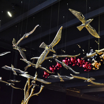 Hotel clubhouse mall ceiling hanging ornaments aerial pendant resin electroplating seagull decoration creative bird