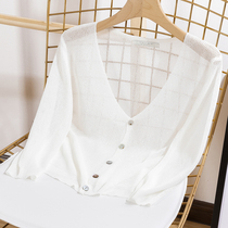 Summer sunscreen cardigan with ice silk sweater womens short ice linen shawl seven-point sleeve air-conditioned shirt ultra-thin coat