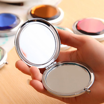 Round fashion crystal princess portable folding makeup mirror mini simple small portable double-sided mirror color random