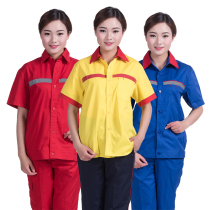 Lingqi anti-static gas station overalls suit long and short sleeves men and women labor insurance suit filling station petrochemical