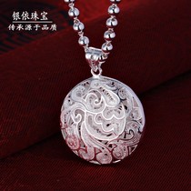 S990 Sterling silver Phoenix pendant Round Bead Necklace Pendant Female Adult Fashion Round pendant Sweater chain Pendant