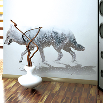 3D three-dimensional wallpaper stickers personality creative snow field Wolf self-adhesive wallpaper boys dormitory room bedside decorations