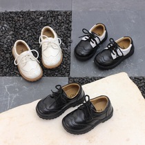 Boys black shoes 2021 children childrens shoes tide soft bottom leather leather children Girls baby English shoes