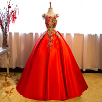 New 2022 sashimi brides wedding dresses toast with long red dress rehearsal to host the evening dress lady